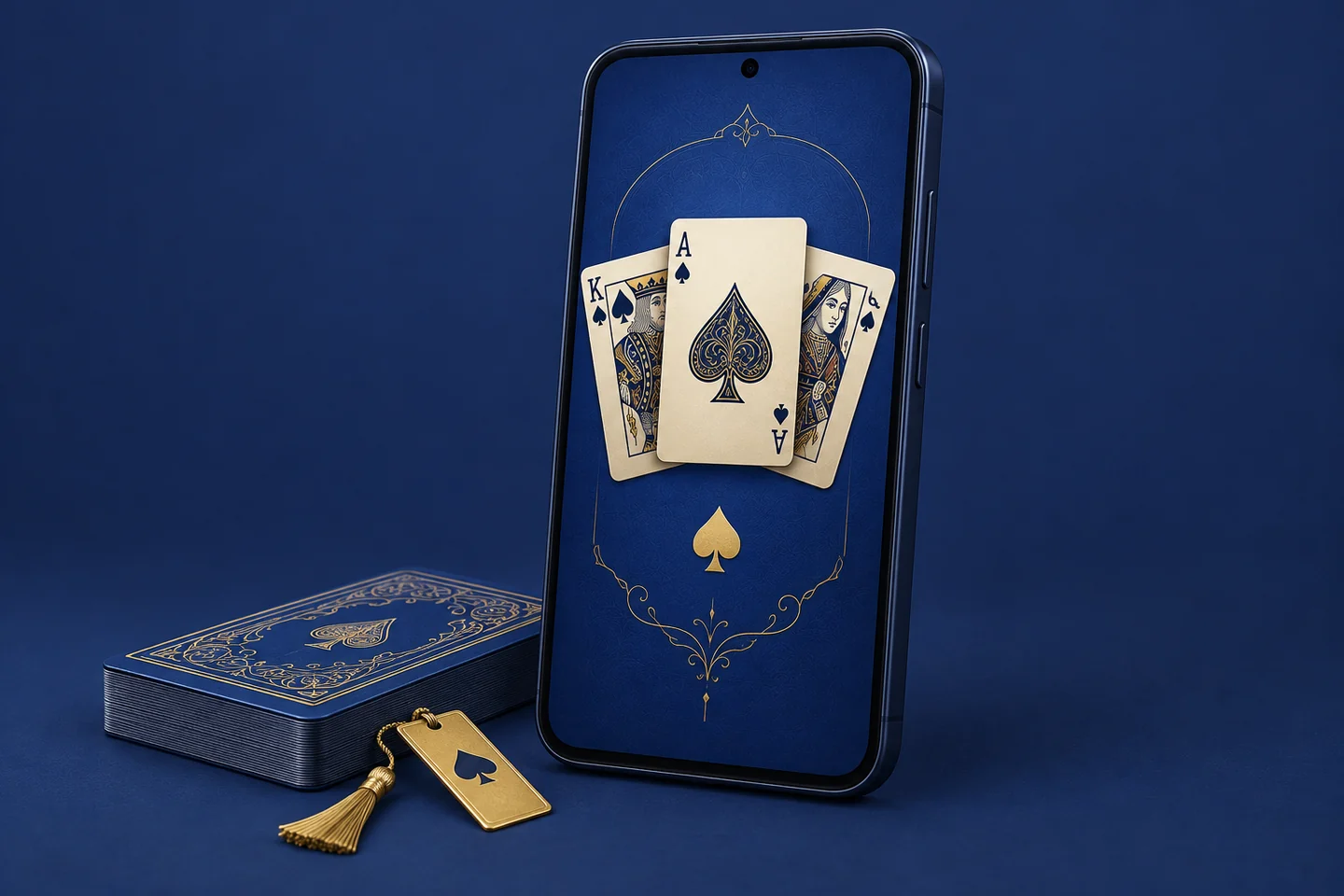 Android phone with a Teen Patti card illustration
