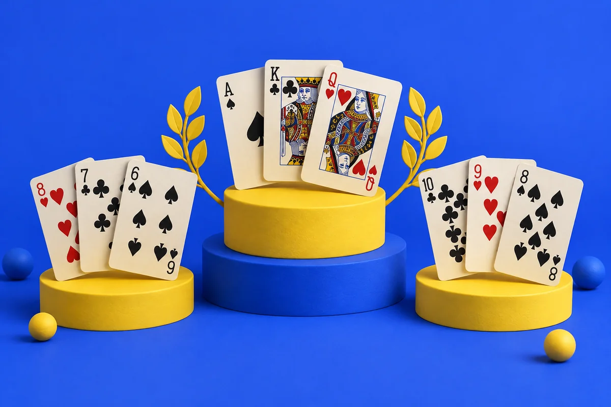 Teen Patti hand rankings, with examples